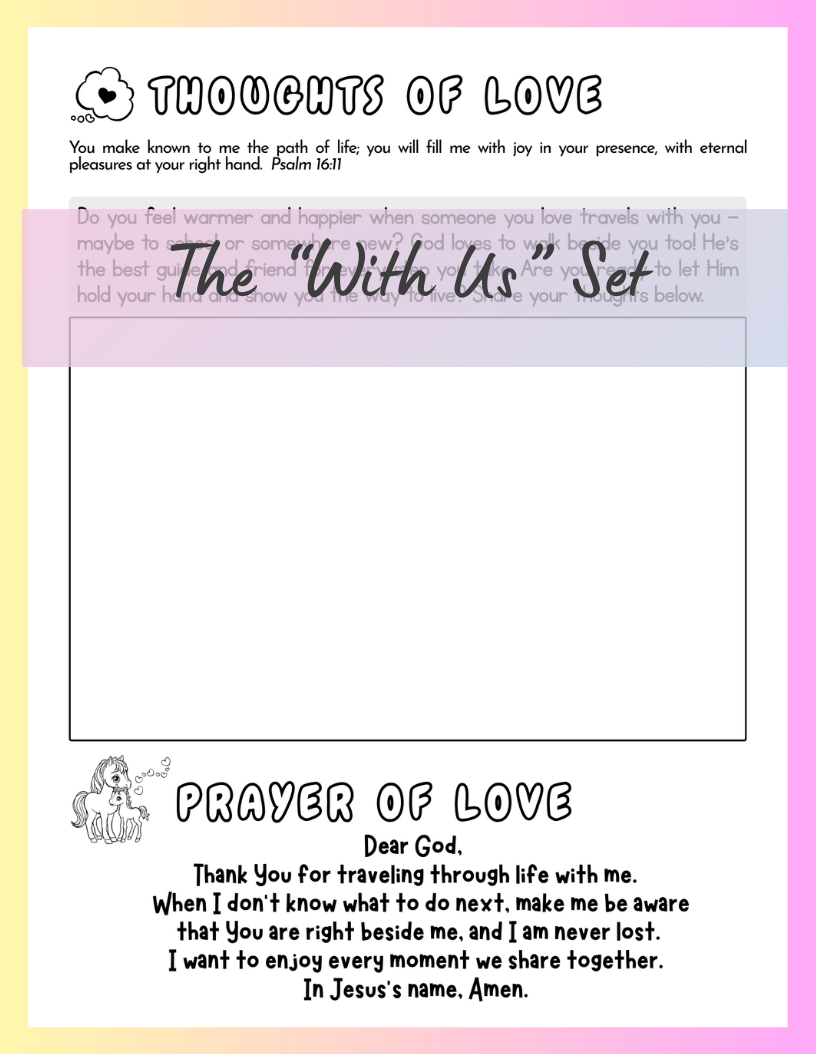 Sheet of paper with prayer and coloring activity for the Protection set.